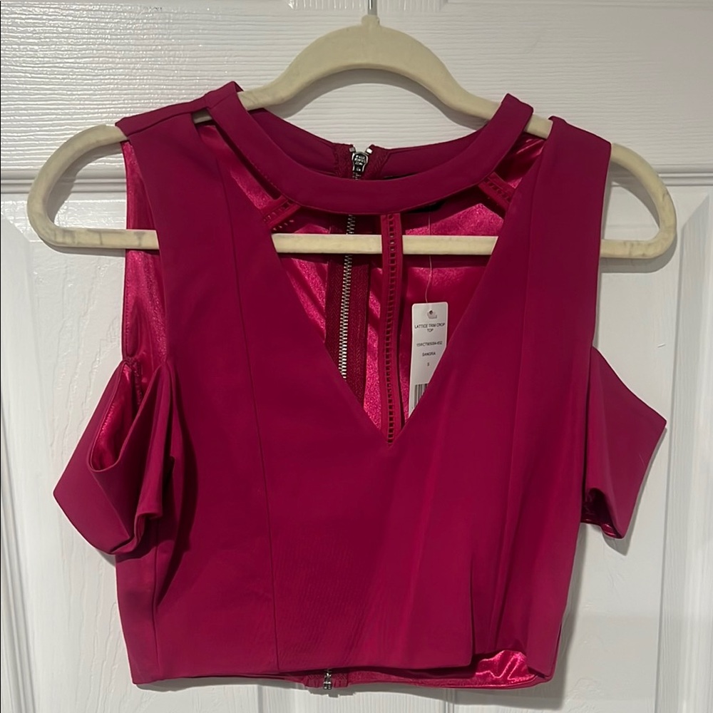 NWT Bebe Lattice Trim Crop Top Size Small
